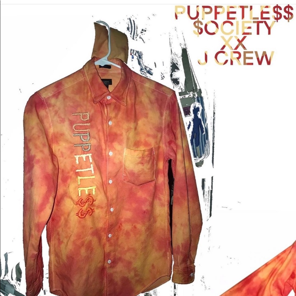 Embroidered and hand dyed Jcrew button up